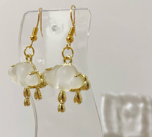 Athena Gold Cloud Raindrop Earrings