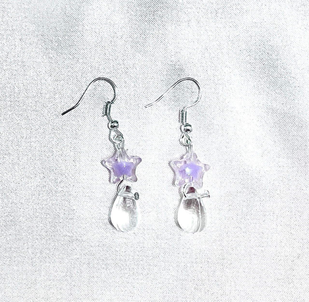 Odette Purple Star Transparent Teardrop Earrings