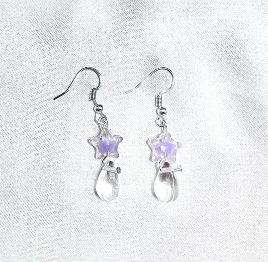 Odette Purple Star Transparent Teardrop Earrings