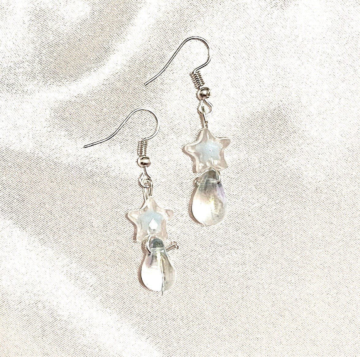 Alison Blue Star Transparent Teardrop Earrings