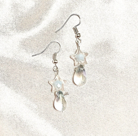 Alison Blue Star Transparent Teardrop Earrings