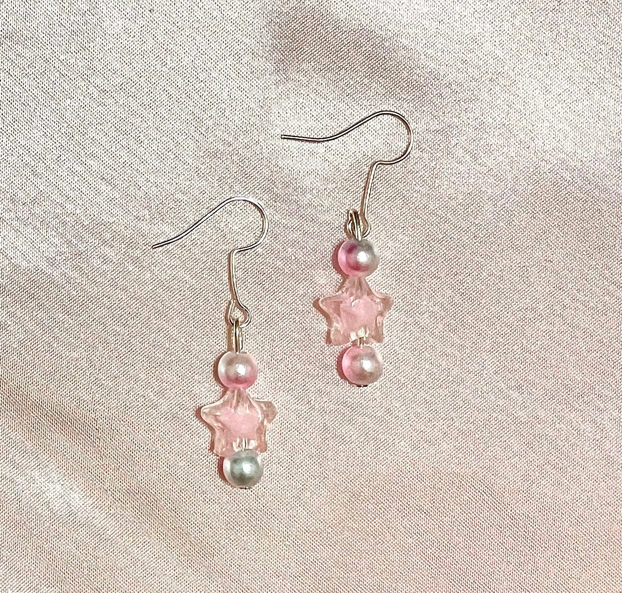 Aria Pink Star Blue and Pink Ball Earrings