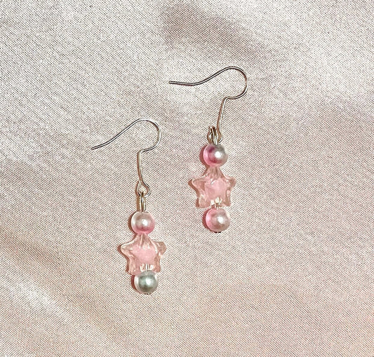 Aria Pink Star Blue and Pink Ball Earrings