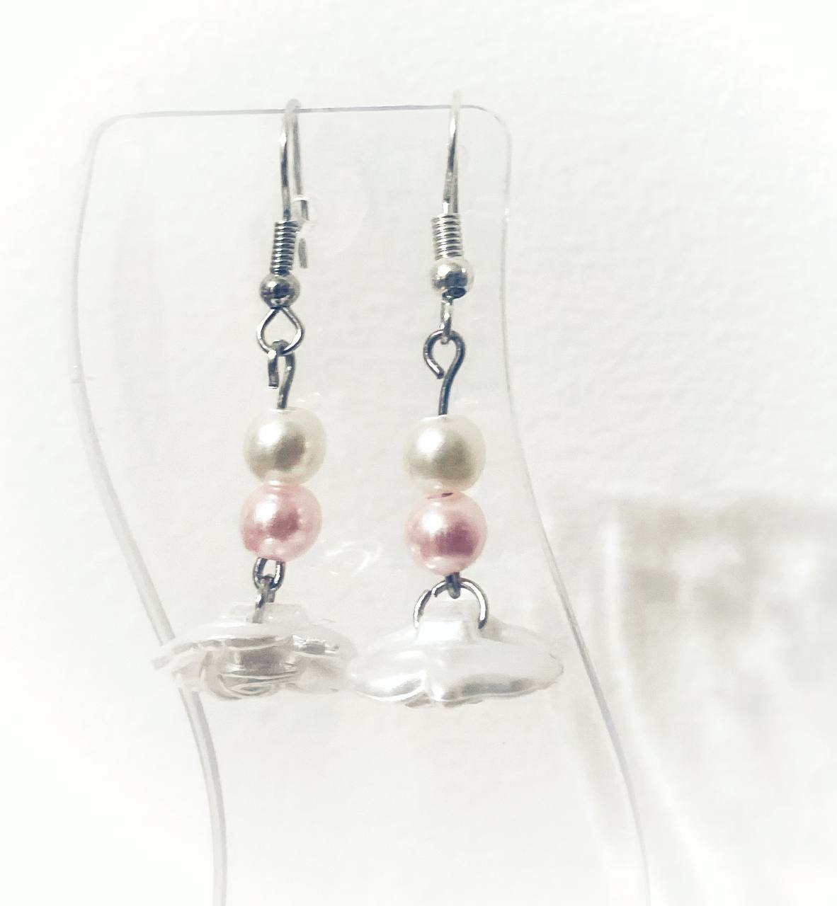 Lucia Down-facing White Flower Earrings