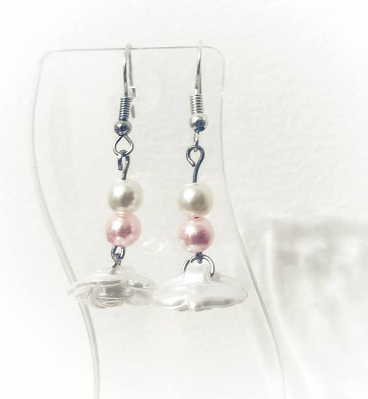 Lucia Down-facing White Flower Earrings