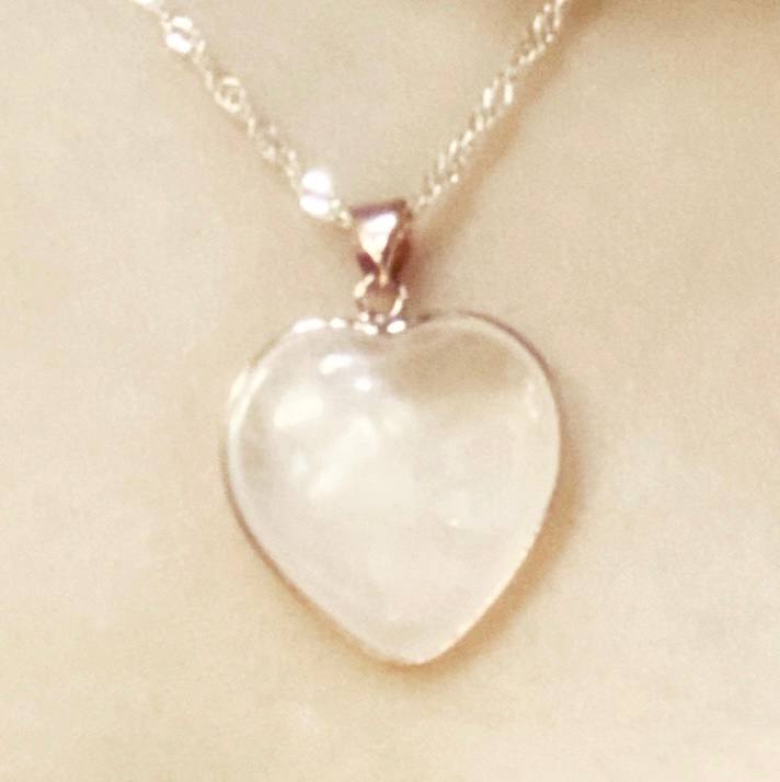 Alina Frosted White Heart Rose Gold Chain Necklace