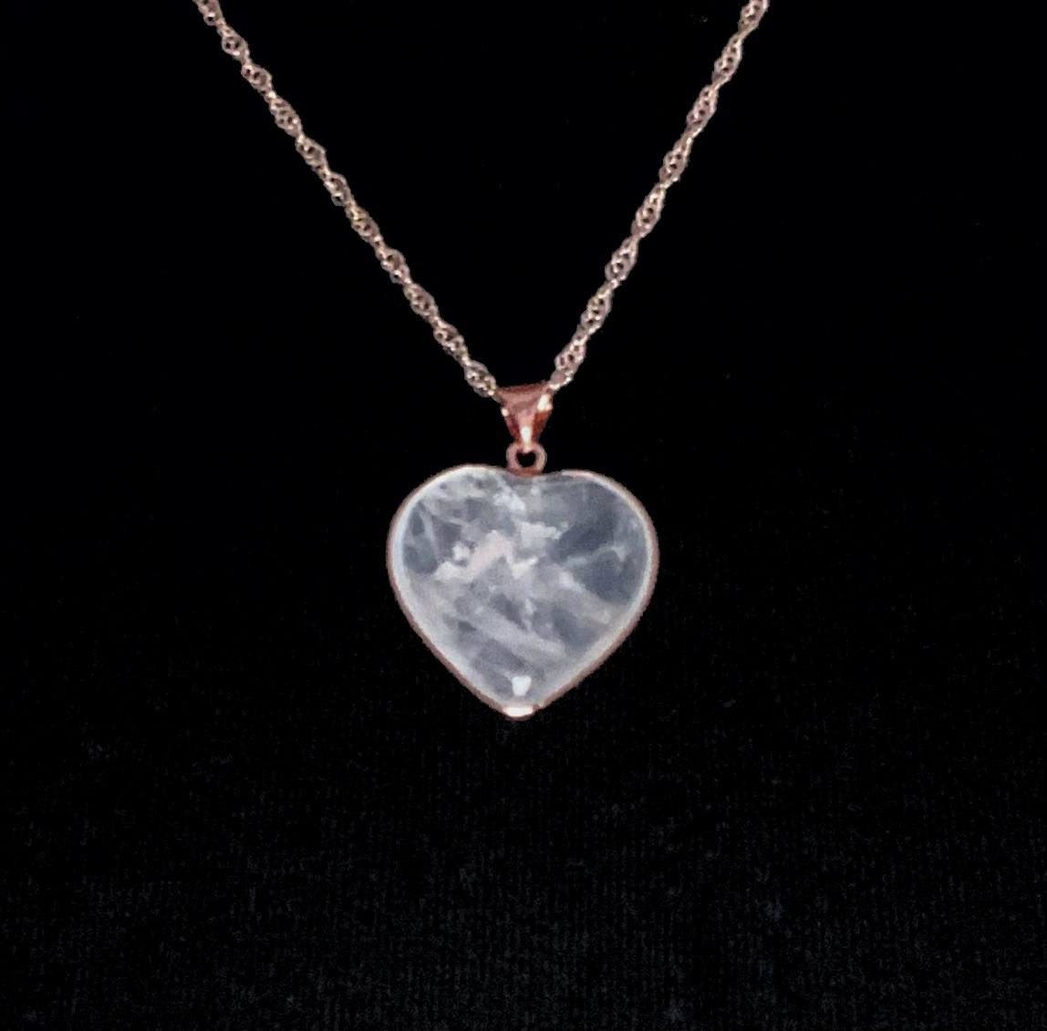 Alina Frosted White Heart Rose Gold Chain Necklace