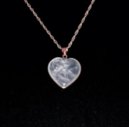 Alina Frosted White Heart Rose Gold Chain Necklace