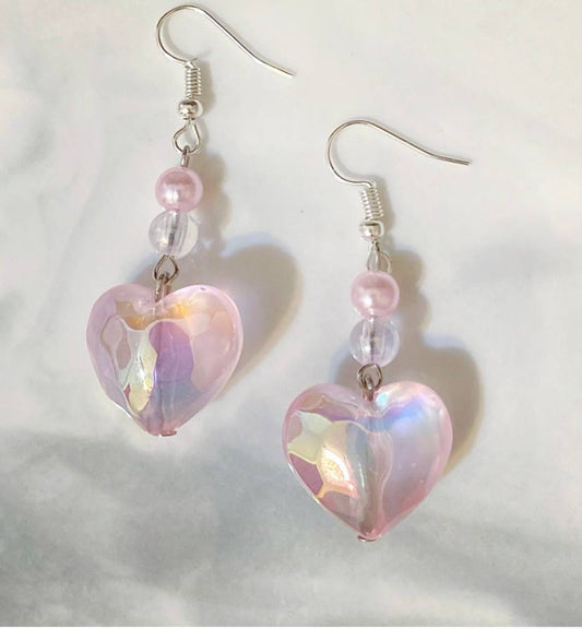 Wynona Multicolour Tint Pink Heart Earrings