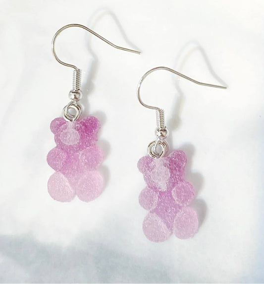 Purple Sugared Gummy Bear Earrings