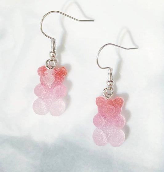 Pink Sugared Gummy Bear Earrings
