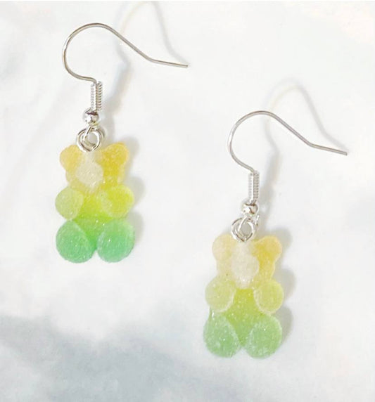 Yellow/Green Sugared Gummy Bear Earrings