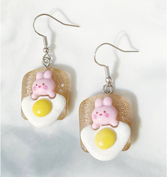 Jasmine Pink Bunny Egg Toast Earrings
