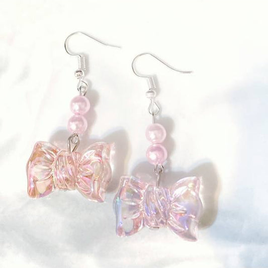 Large Pink Tint Sweet Candy Dangly Earrings