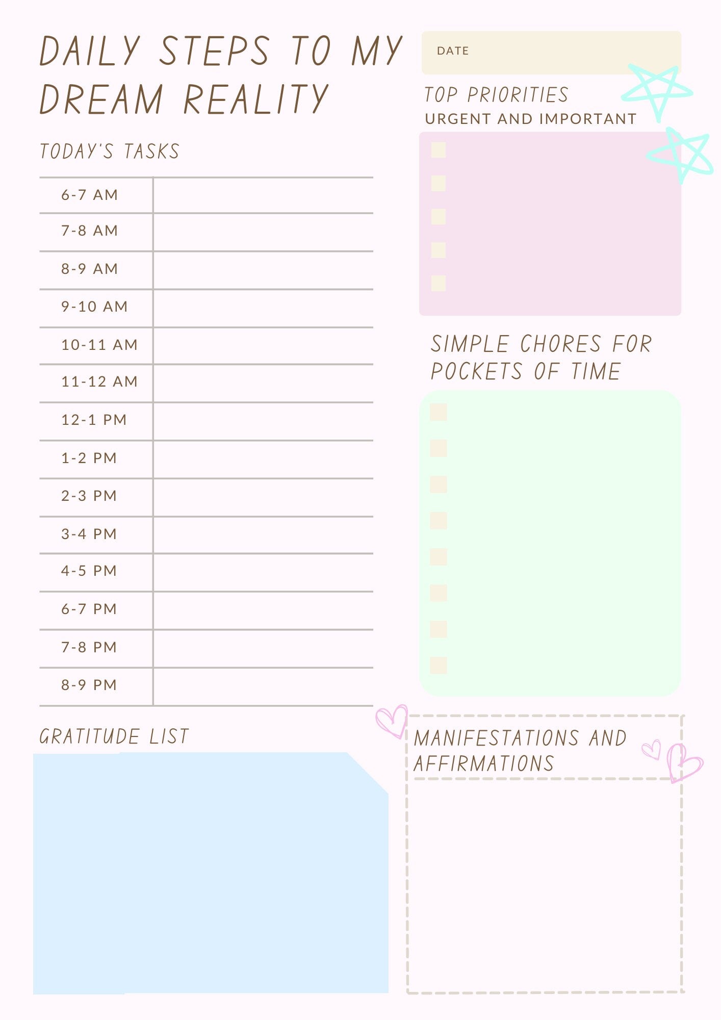 Digital Daily Planner Pastel Theme Manifestation Mode