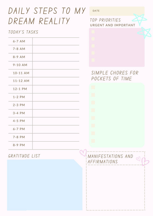 Digital Daily Planner Pastel Theme Manifestation Mode