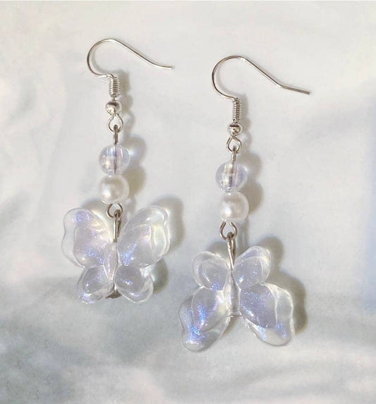 Valeria Butterfly Blue Tint Transparent Earrings